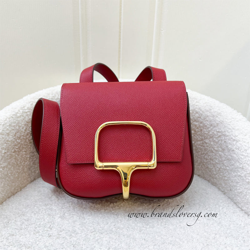 Hermes Della Cavalleria Mini Bag in Rouge Piment Epsom Leather and GHW