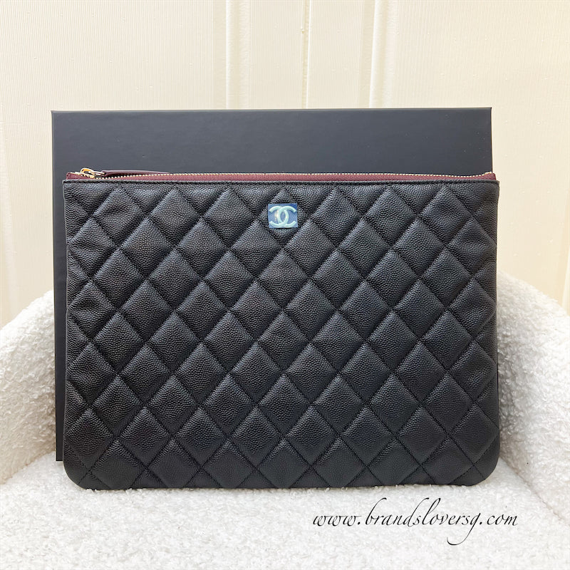 Chanel Medium O-Case / Pouch in Black Caviar and GHW