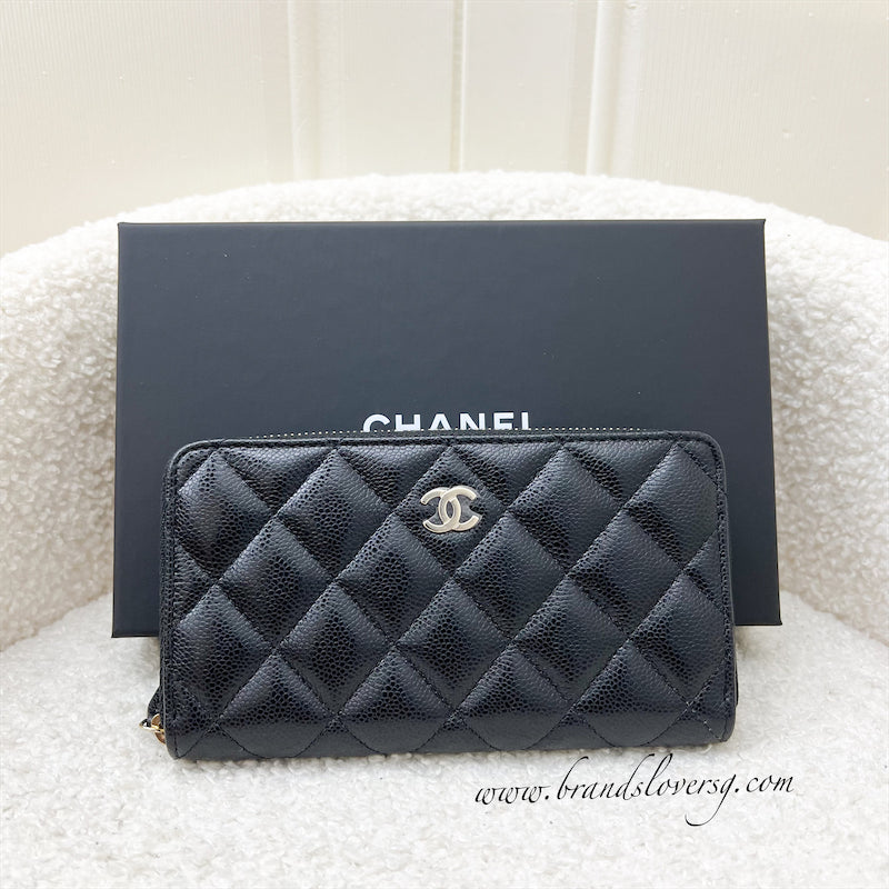 Chanel Medium Mid-length Zippy Wallet in Black Caviar and GHW (AP0226)