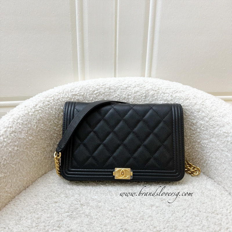 Chanel Boy Wallet on Chain WOC in Black Caviar and AGHW (Model: AP1117)