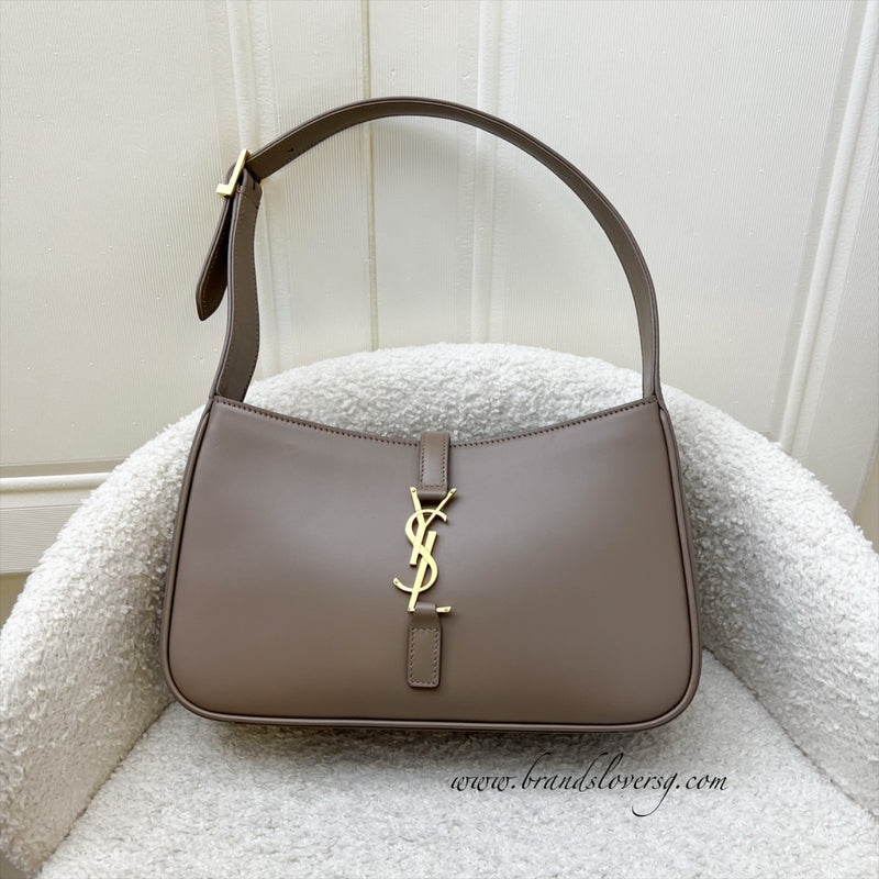 Saint Laurent YSL Le 5 à 7 Shoulder Bag in Taupe Smooth Calfskin and GHW