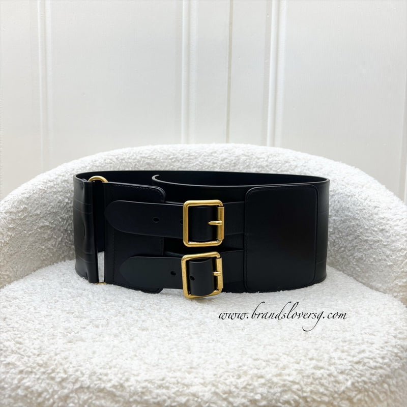 Dior Large Waist Belt in Black Calfskin and AGHW Sz 75