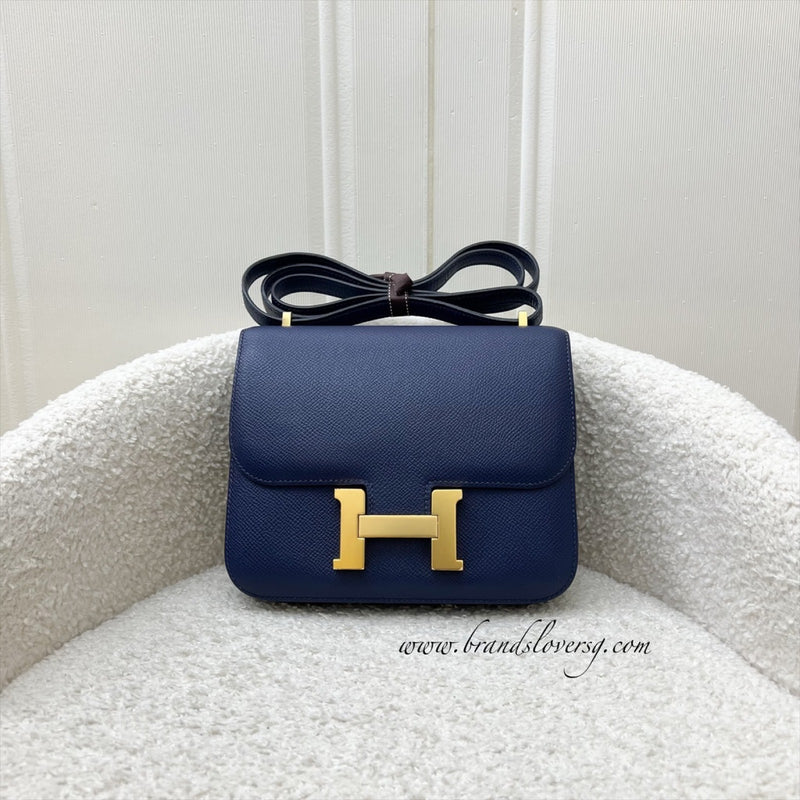 Hermes Constance Mini 18 in Bleu Saphir Epsom Leather and GHW