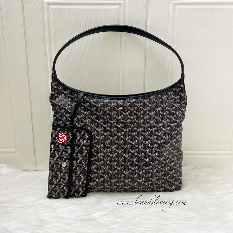 Goyard Boheme PM Hobo Bag in Black Signature Goyardine Canvas