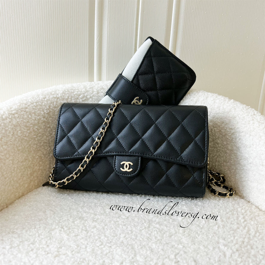 Chanel 21A WOC / Clutch with Chain in Black Caviar LGHW, Luxury, Bags &  Wallets on Carousell
