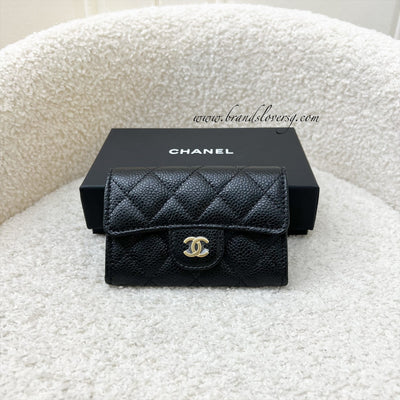 [Brand new] Chanel Classic Snap Card Holder in Black Caviar and GHW (Model: AP0214)