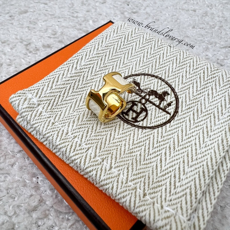 Hermes Olympe Ear Cuff, Small Model in Nata Epsom Leather and GHW