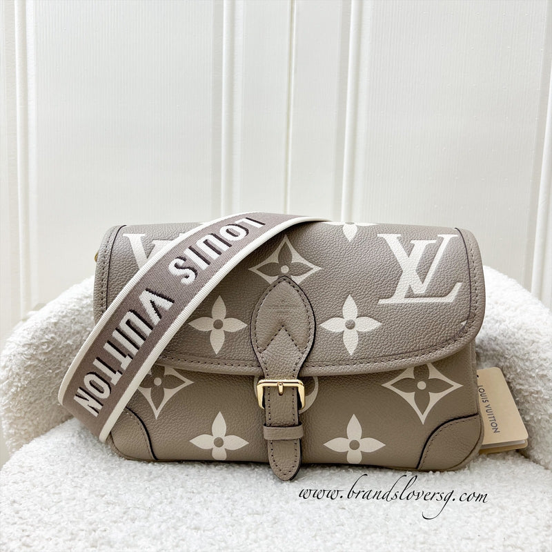 LV Diane PM in Tourterelle (Grey) / Creme Giant Monogram Empreinte Leather and GHW