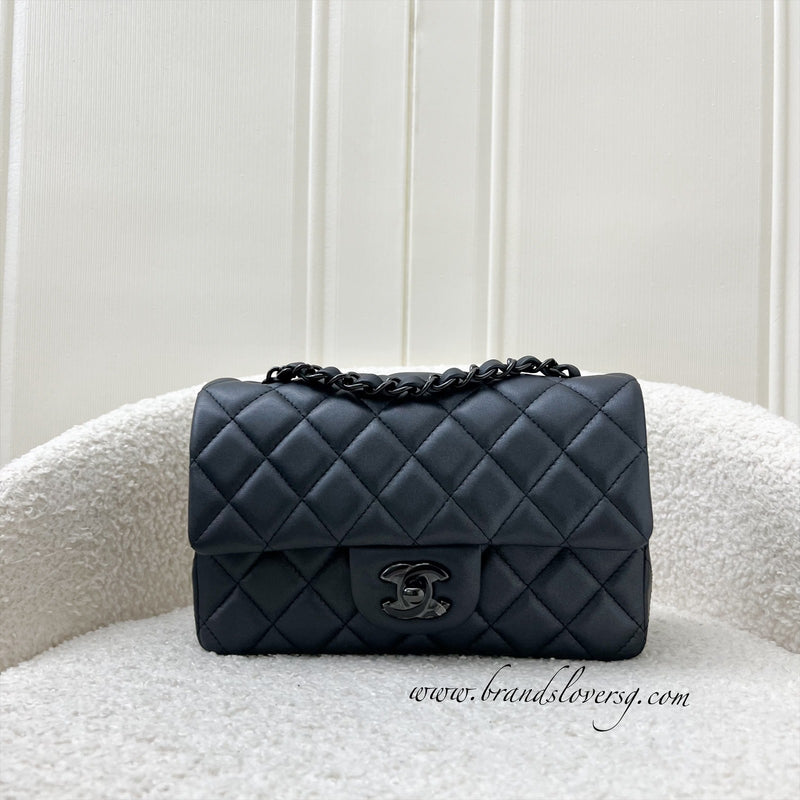 Chanel So Black Classic Mini Rectangle Flap in Black Lambskin and Black HW