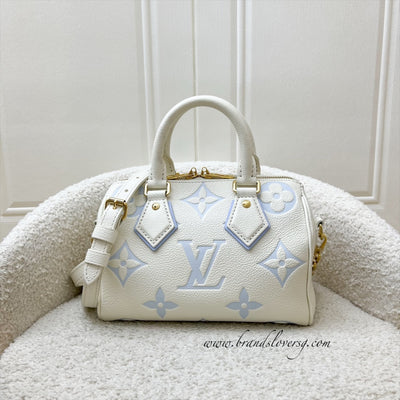 LV Milky Way Speedy 20 in Latte and Candy Blue Giant Monogram Empreinte Leather and GHW