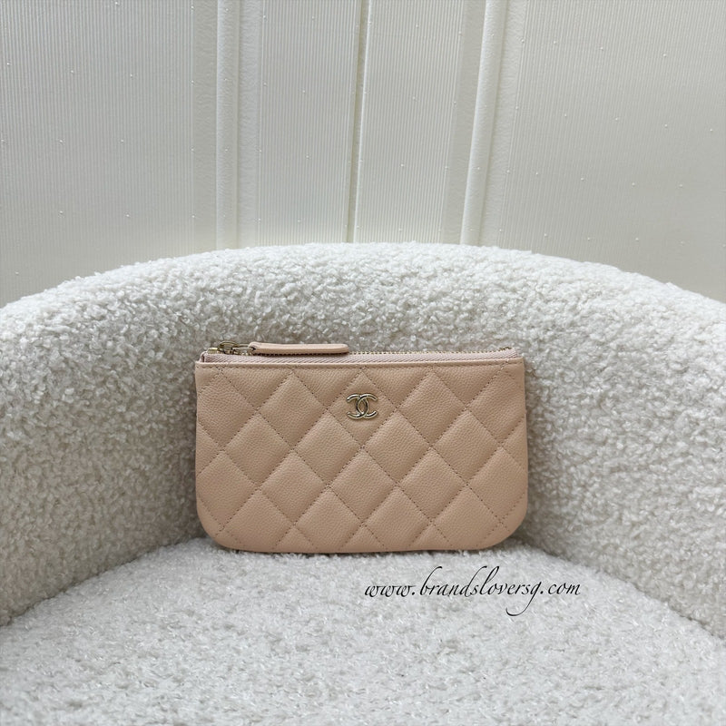 Chanel Mini O-Case in Beige Caviar and LGHW