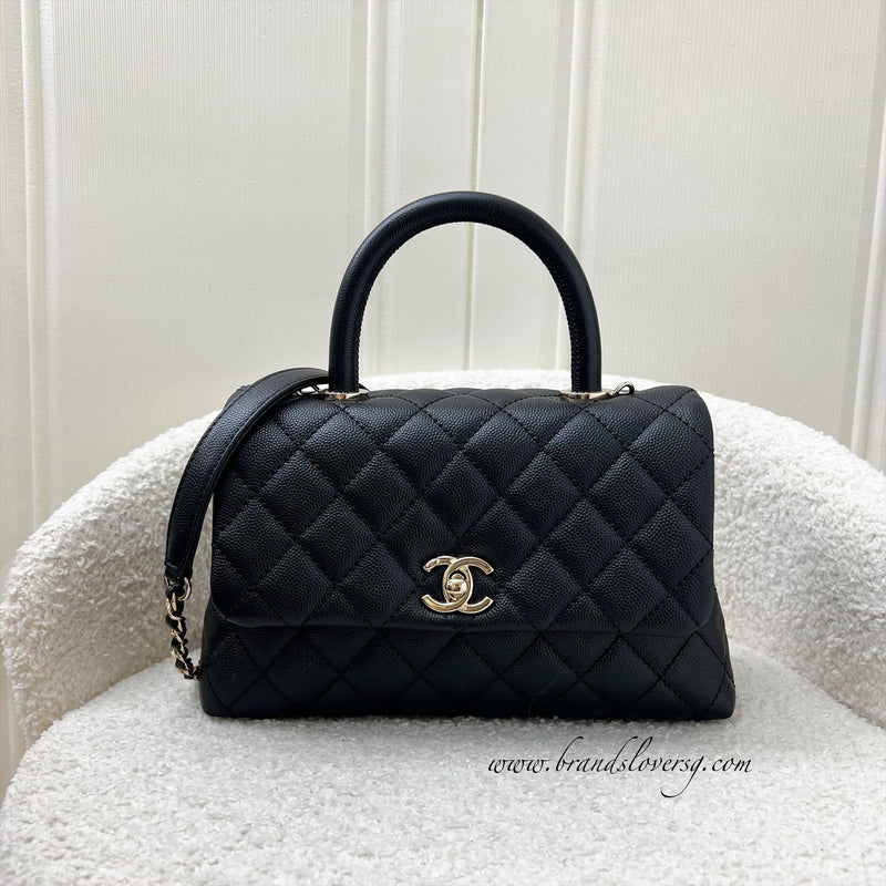 Chanel Small 24cm Coco Handle Flap in Black Caviar and LGHW