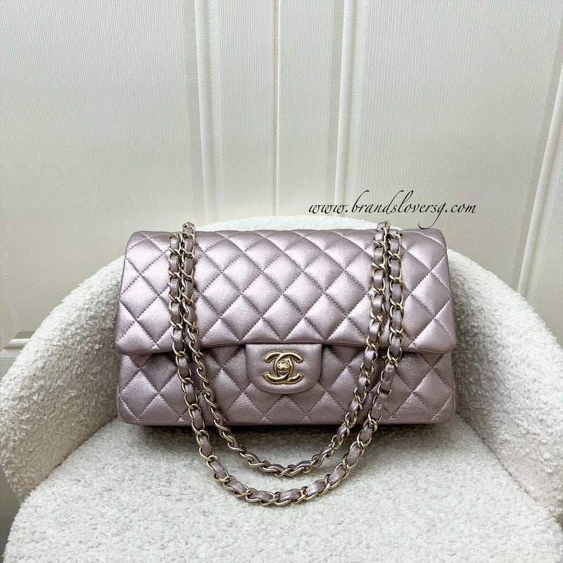 Chanel Medium Classic Flap CF in Metallic Pink Leather and LGHW