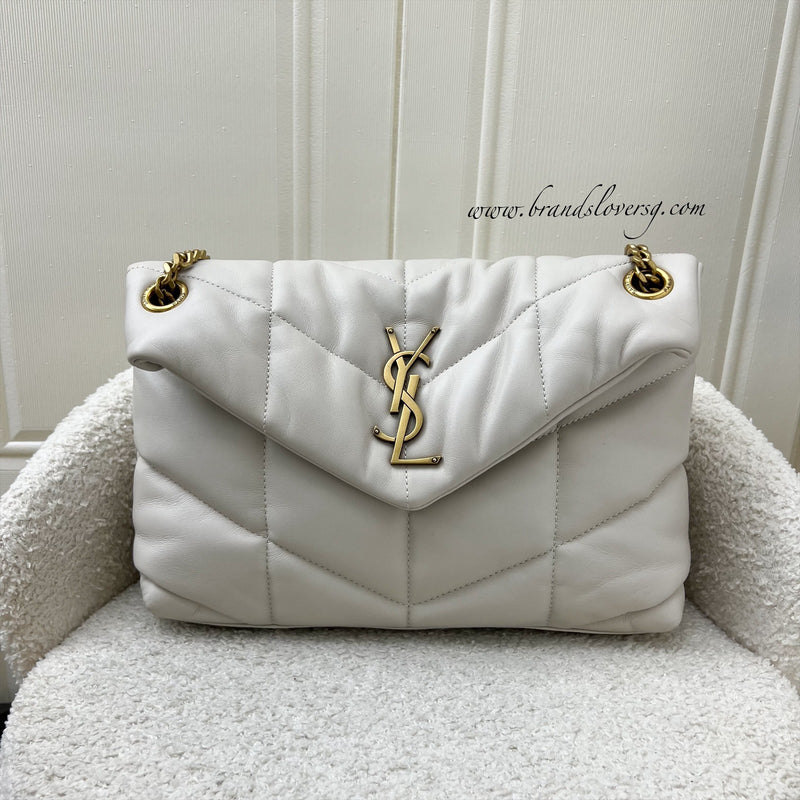 Saint Laurent YSL Small Loulou Puffer in Vintage Blanc Lambskin and GHW