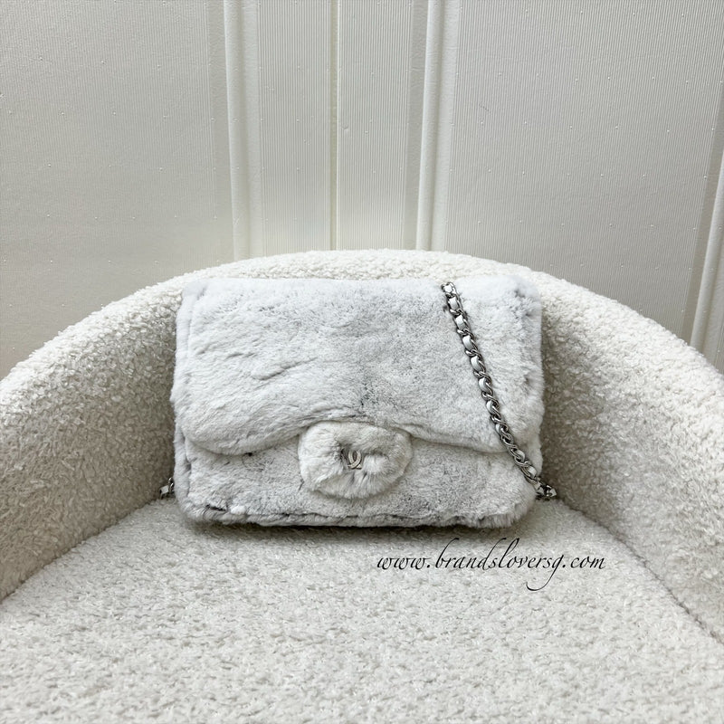 Chanel Wallet on Chain WOC in Shearling, White Leather and SHW