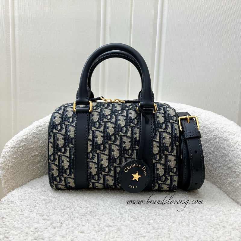 Dior Groove 20 Bowling Bag in in Navy Dark Blue Oblique Jacquard Canvas and AGHW (Model: M1364UTZQ)