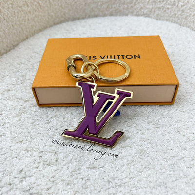 LV Purple Logo Bag Charm in GHW