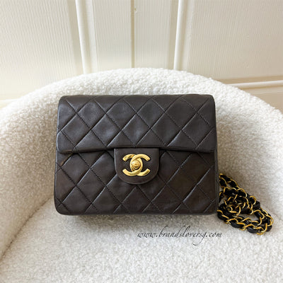Chanel Vintage Square Mini Flap in Dark Chocolate Brown Lambskin and 24K GHW