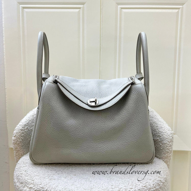 Hermes Lindy 30 in Gris Perle Clemence Leather and PHW