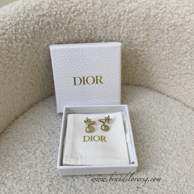Dior Clair D Lune CD and Star Earrings with Pearls in GHW