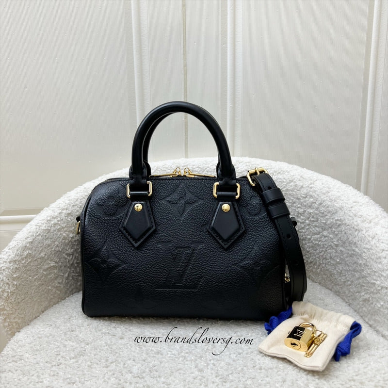 LV Speedy Bandouliere 20 in Black Giant Monogram Empreinte Leather and GHW