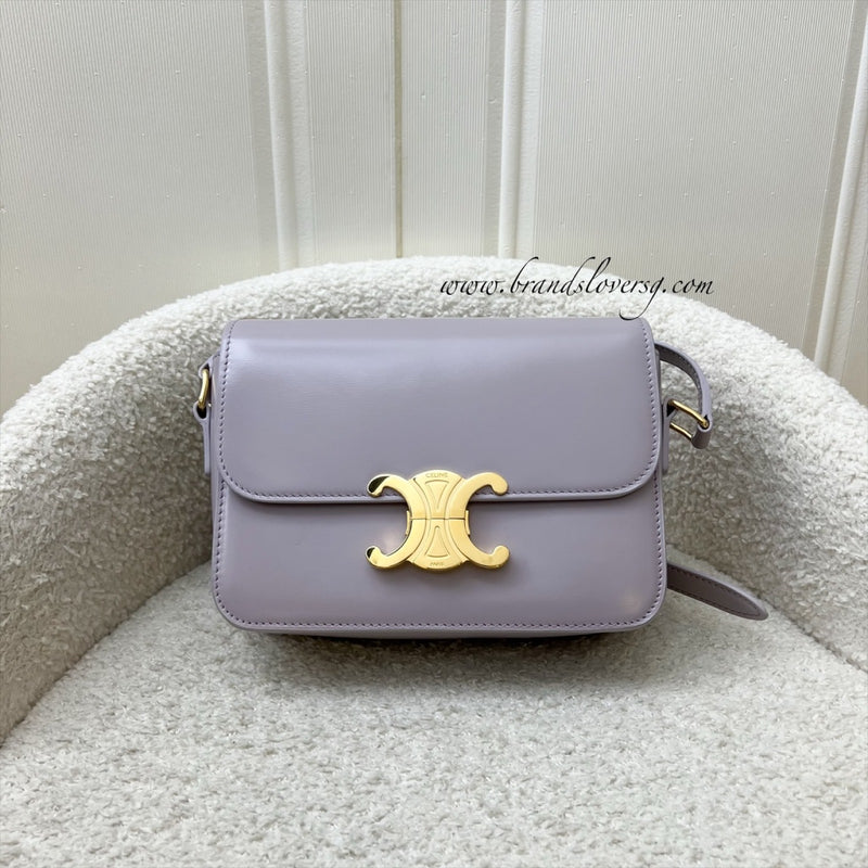 Celine Teen Triomphe Flap Bag in Light Lilac Shiny Calfskin and GHW (Model: 188423BF4.32LA)