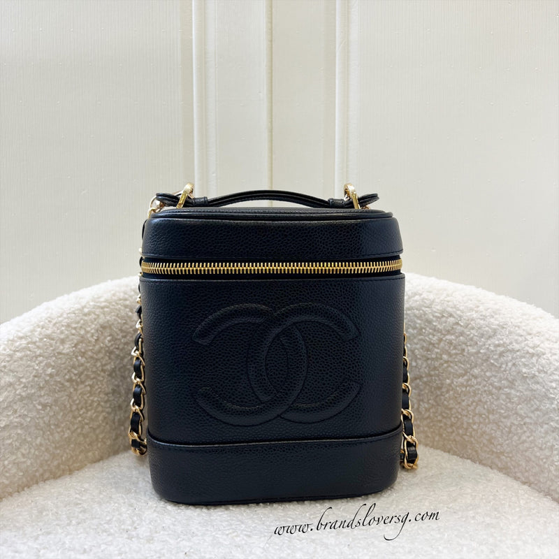 Chanel Vintage Vertical Vanity Case in Black Caviar and GHW