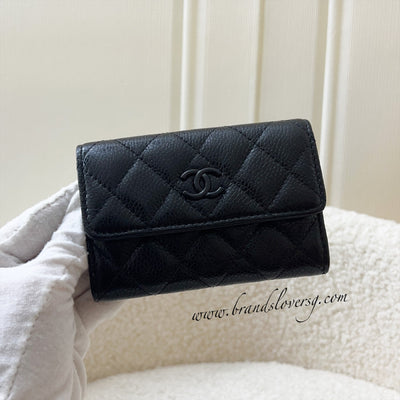 Chanel So Black Snap Card Holder in Black Caviar and BHW