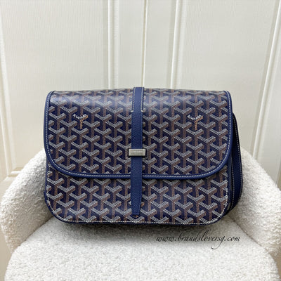 Goyard Belvedere MM in Navy Blue Signature Canvas and SHW