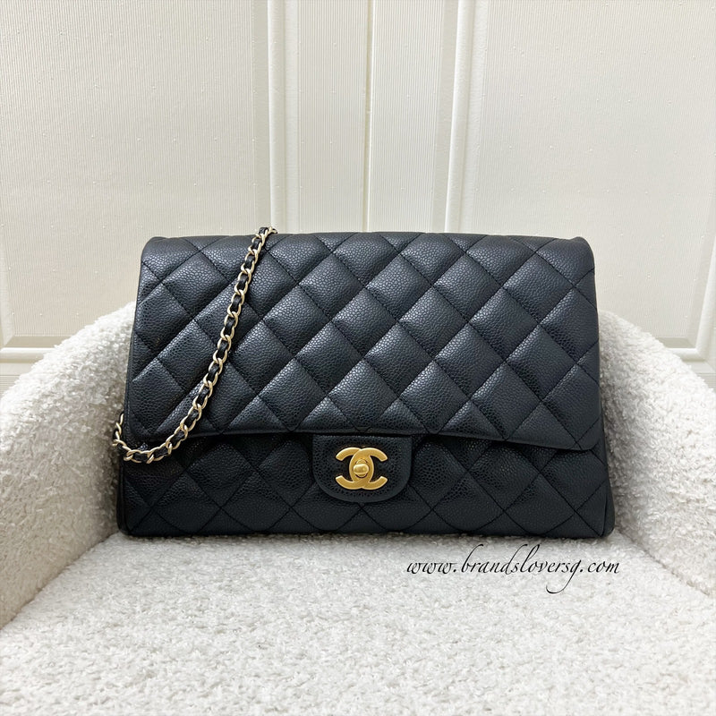 Chanel Timeless Clutch with Chain in Black Caviar and AGHW