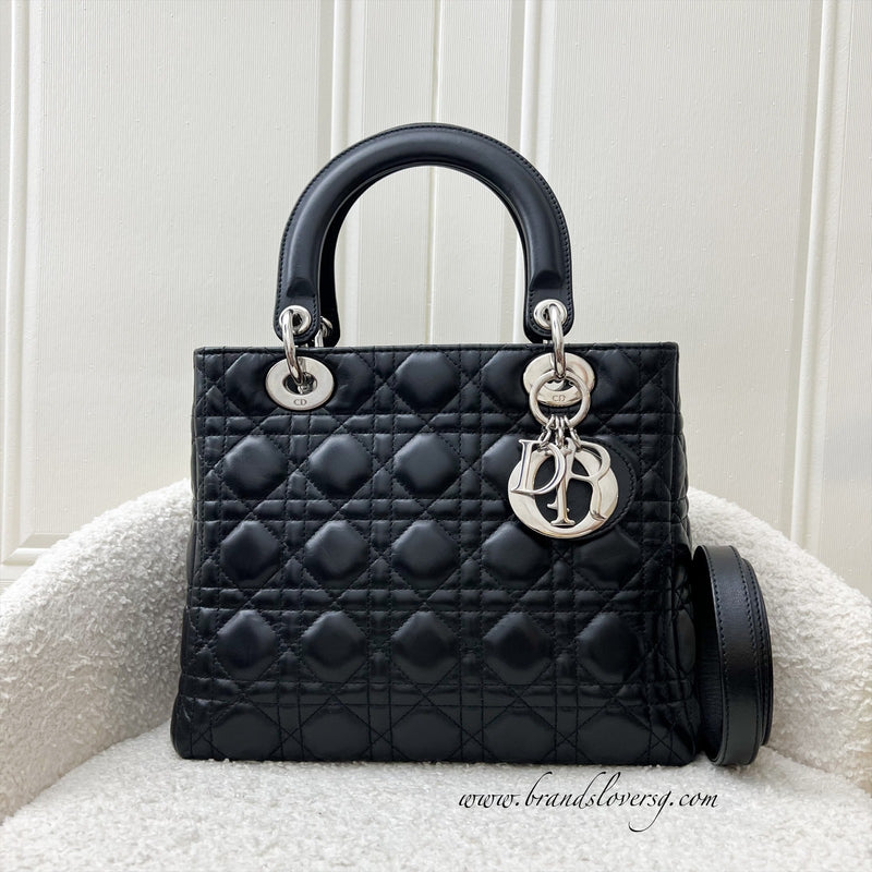 Dior Medium Lady Dior in Black Lambskin and SHW