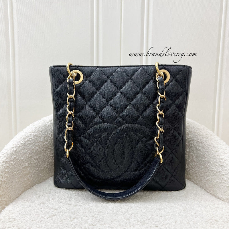 Chanel Petite Shopping Tote PST in Black Caviar and GHW