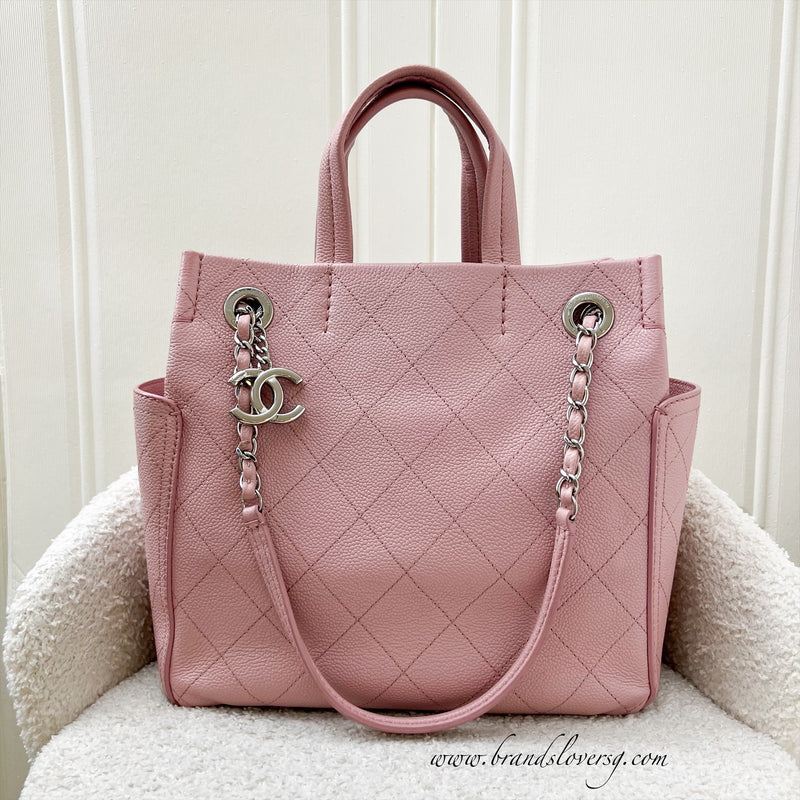 Chanel CC Pocket Tote with Charm in Sakura Pink Caviar and SHW