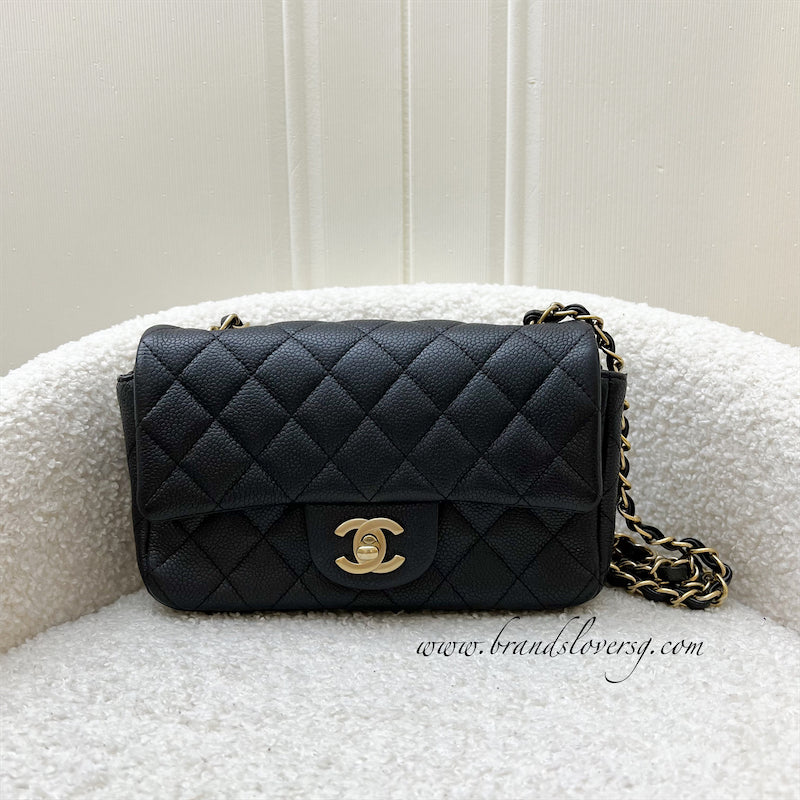 Chanel Classic Mini Rectangle Flap in 15C Black Caviar and AGHW