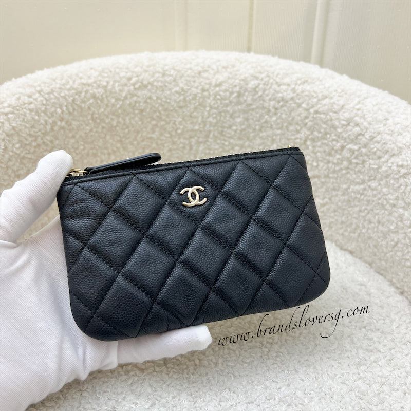 Chanel Mini O-Case / Pouch in Black Caviar and LGHW