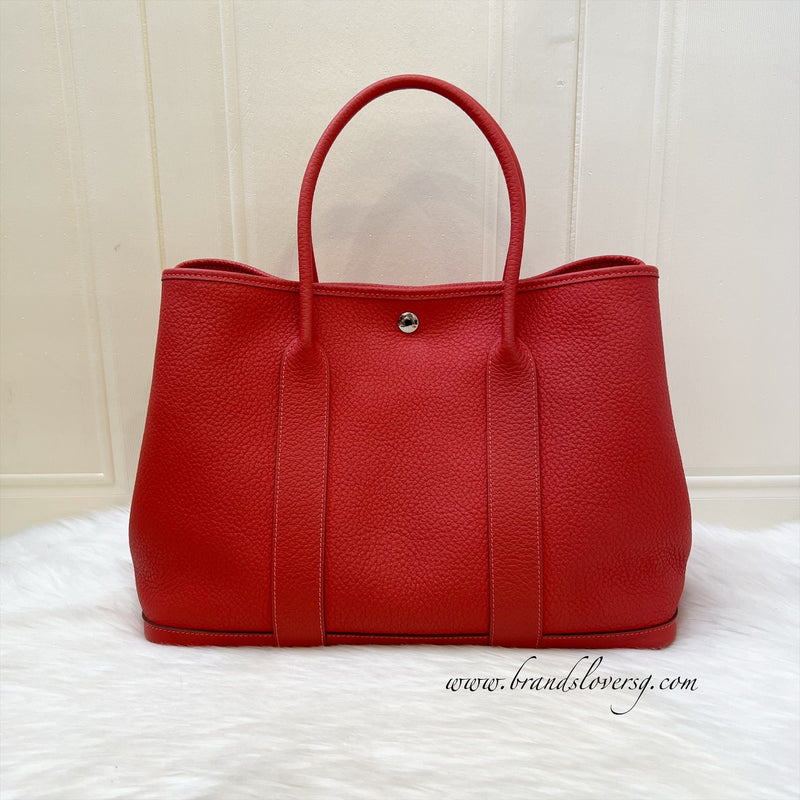 Hermes Garden Party 36 in Rouge Pivoine Negonda Leather and SHW