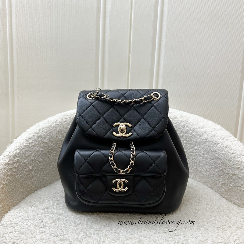 Chanel Duma Mini Backpack in 22A Black Lambskin and LGHW (Model: AS2908)