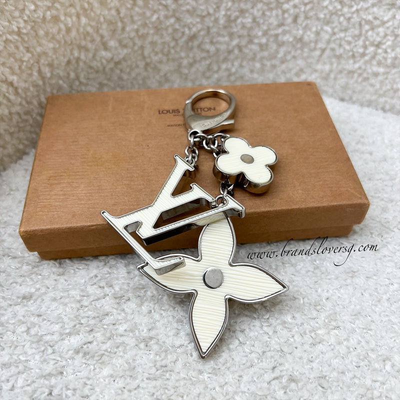 LV Fleur De Epi Bag Charm in White and SHW