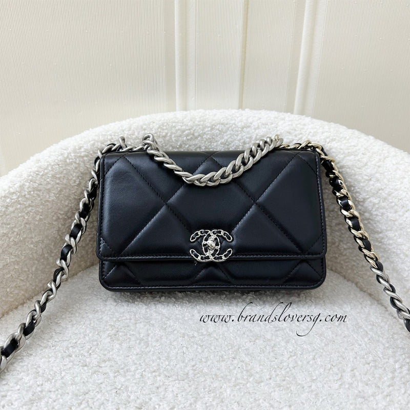 Chanel 19 Wallet on Chain WOC in Black Lambskin and 3-Tone HW
