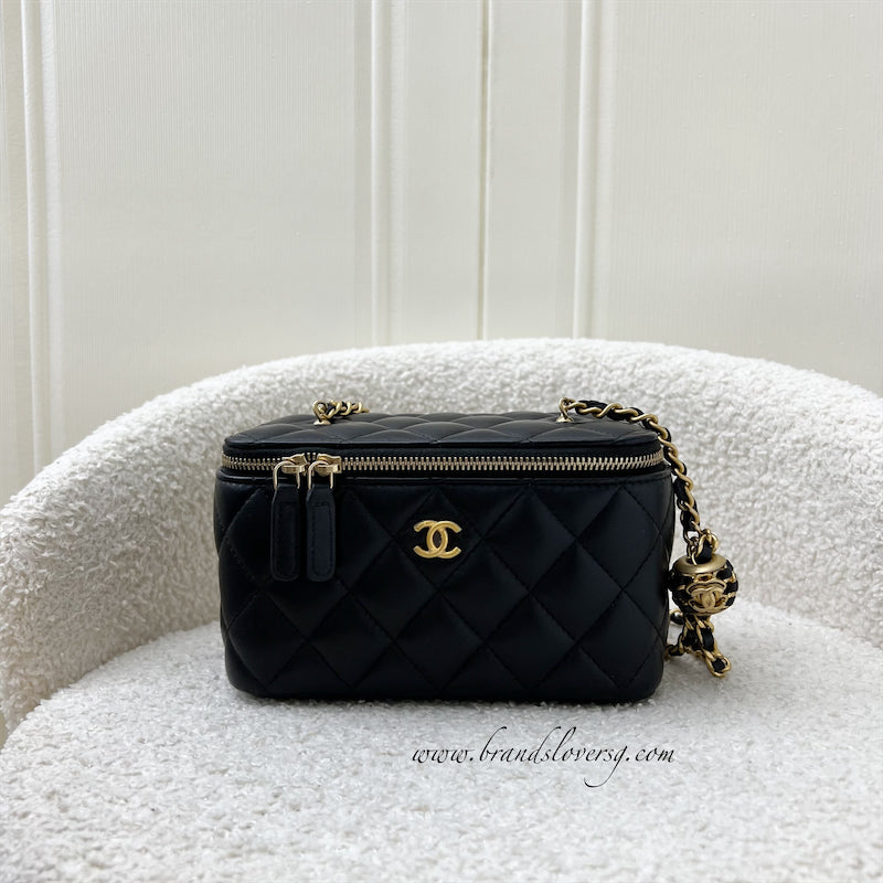 Chanel 22S Pearl Crush Small Vanity in Black Lambskin and AGHW