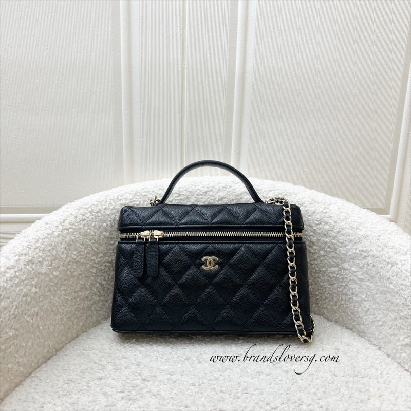 [BN - Local Set - July 2025] Chanel 25B Vanity / Clutch with Chain (LP Style Bag) in Black Caviar and LGHW (Model: AP4385)