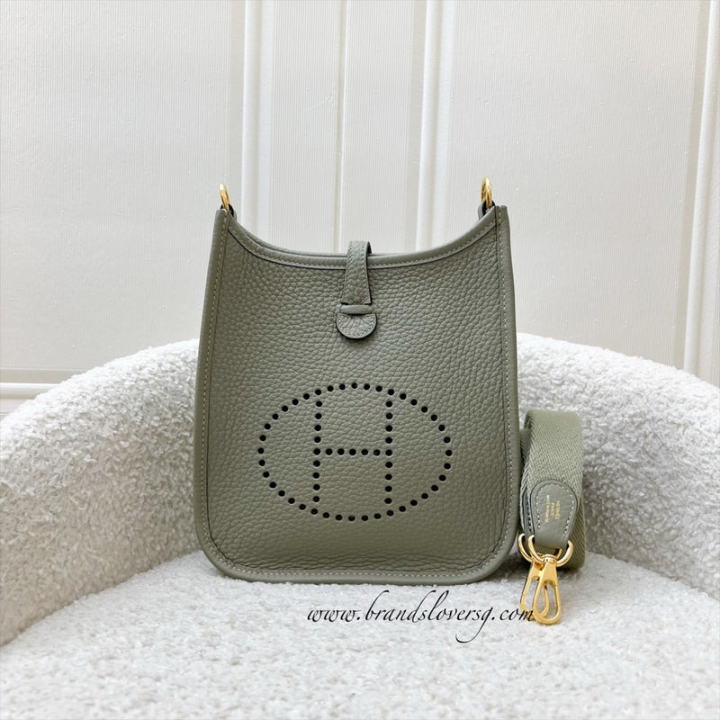 [Local Set - 2024] Hermes Mini Evelyne TPM in Sauge Clemence Leather and GHW