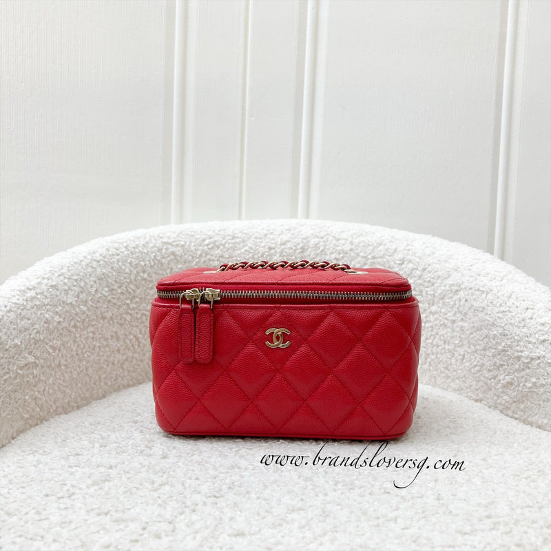 Chanel Classic Small Vanity in Raspberry Pink / Red and LGHW (Model: AP1341)