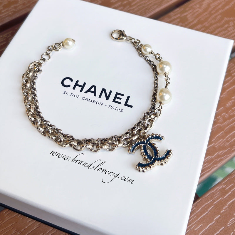 Chanel Blue CC Logo Bracelet AGHW