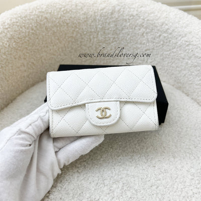 Caviar Quilted White Flap Wallet LGHW