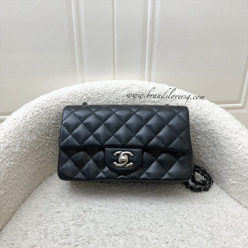 Chanel Classic Mini Rectangular Flap in Black Caviar and RHW