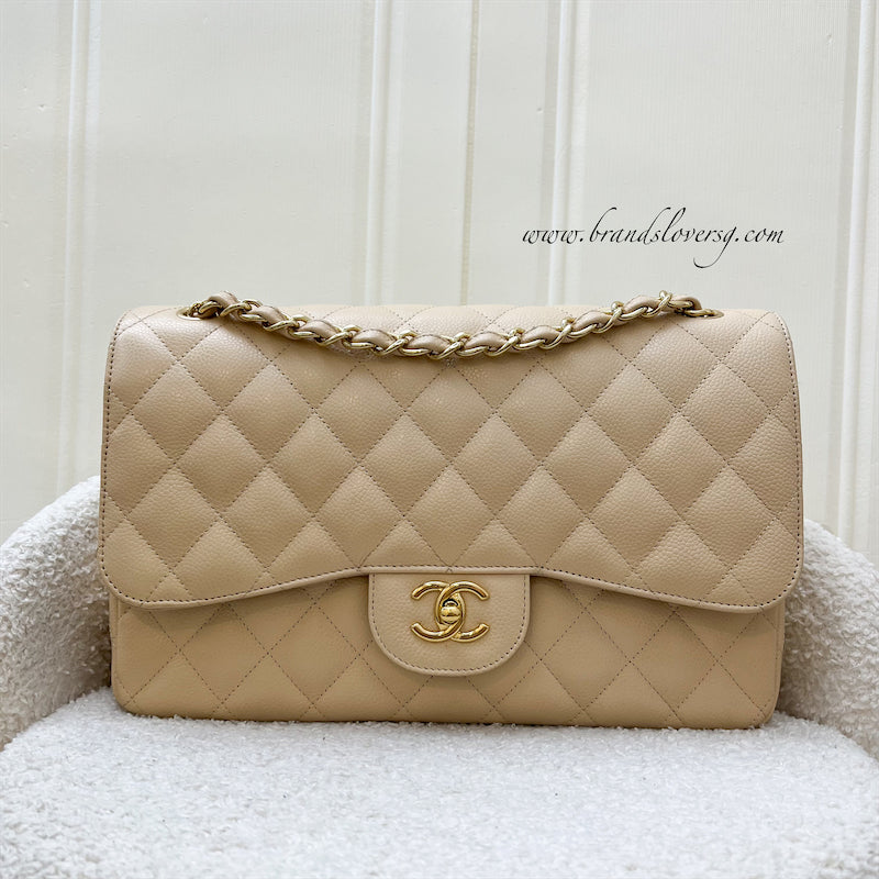 Chanel Jumbo Classic Flap DF in Beige Caviar and GHW