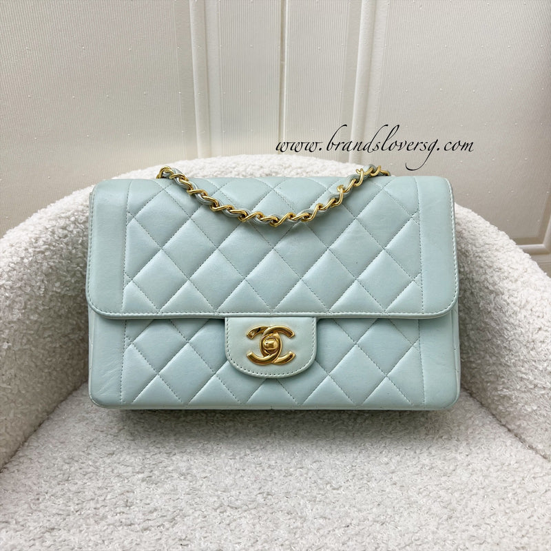 Chanel Vintage Seasonal "Diana" Flap with Back Pocket in Baby Blue Lambskin and 24K Gold-Plated HW