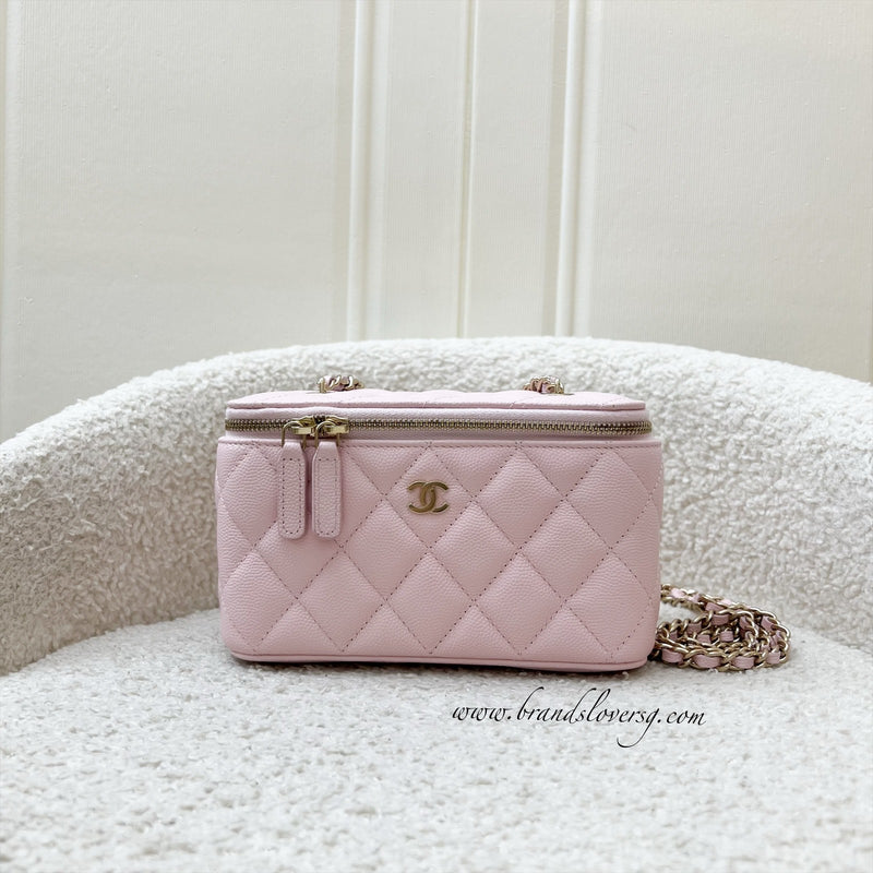 Chanel Small Classic Vanity in 22S Pink Caviar and LGHW (Model: AP1341)