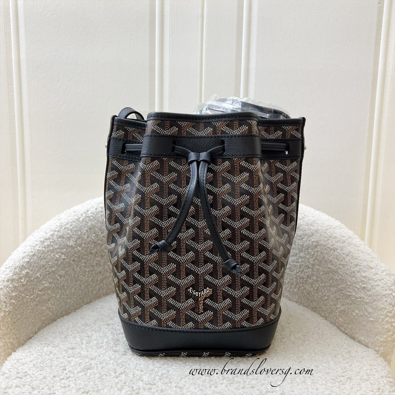 Goyard Petit Flot PM Bucket Bag in Black Goyardine Canvas